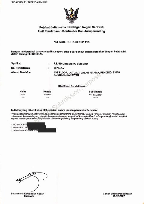 UPKJ Electrical certificate