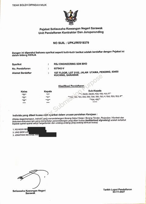 UPKJ Works certificate